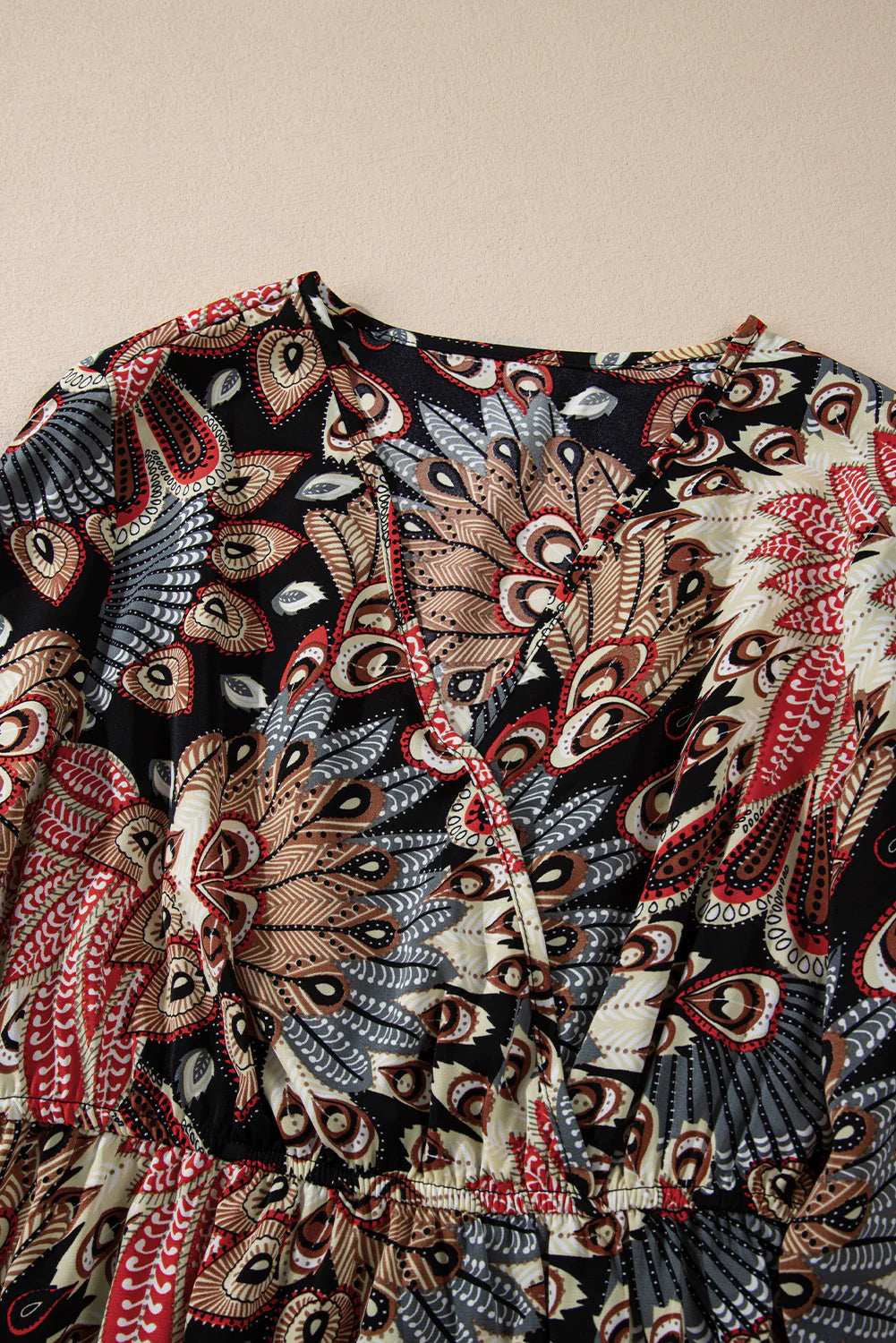 Black Floral Print V Neck Wrap High Waist Maxi Dress, dress neckline showcase