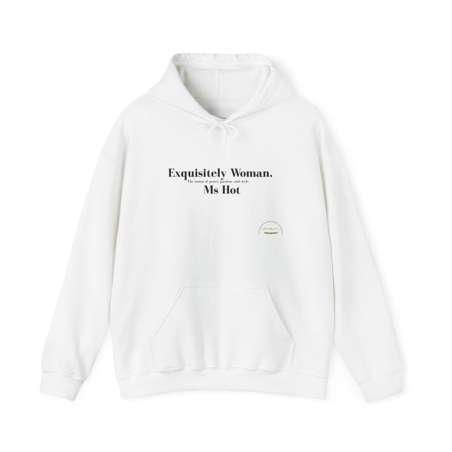 White hoodie with text on a white background