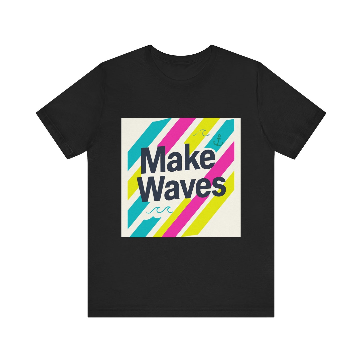 Black colour, Waves Unisex, Tending T-Shirt - Vibrant Colours and Empowering Notes, Whie background
