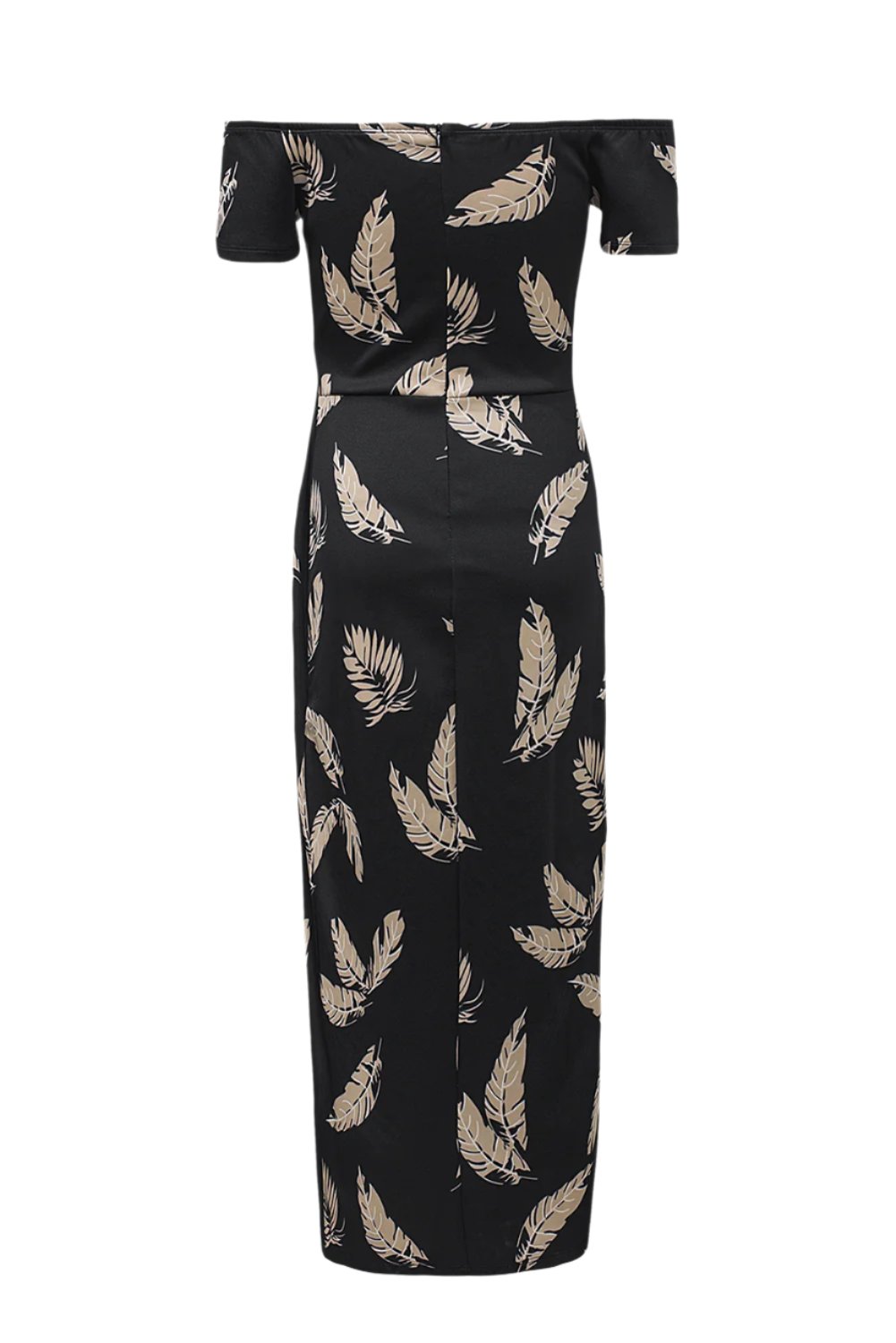 Woman Black Off Should Bodycon Midi Dress, no model, back side view
