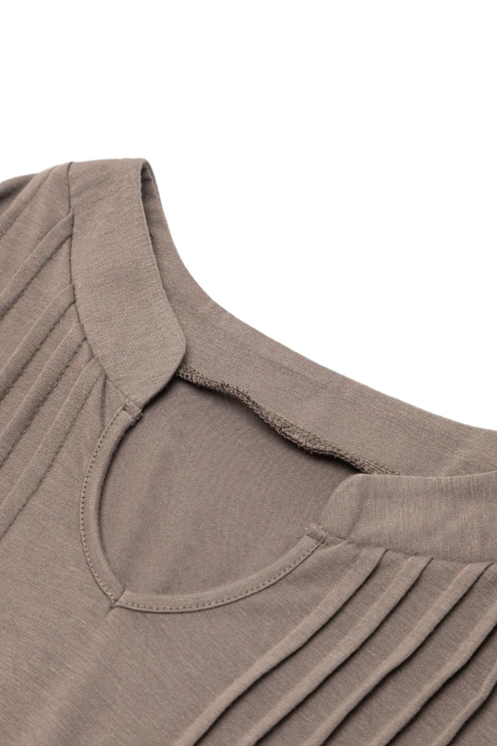 Woman Desert Palm dress, Pleated Puff Sleeve Shift T-shirt Dress, collar view