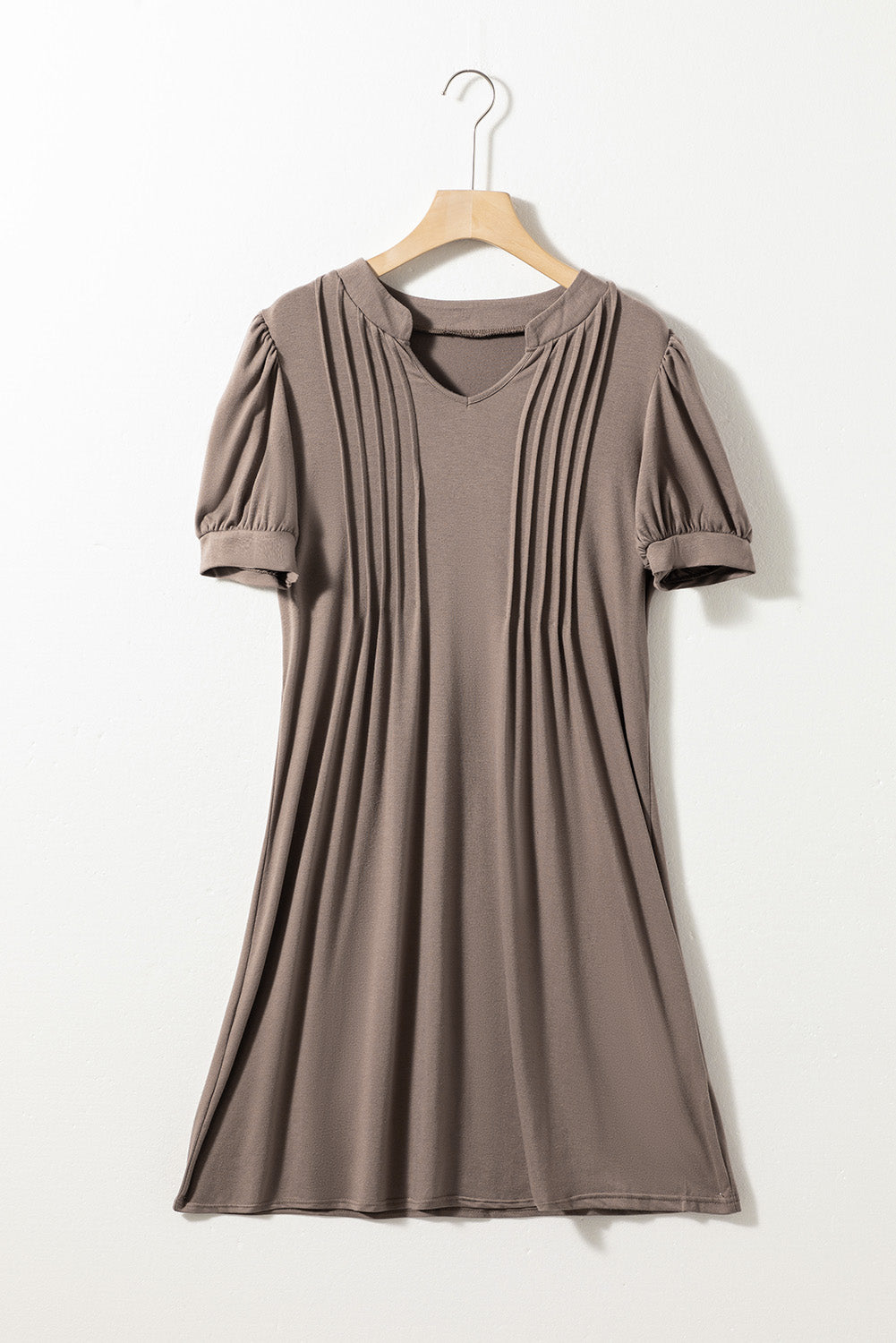 Woman Desert Palm dress, Pleated Puff Sleeve Shift T-shirt Dress, on hunger view