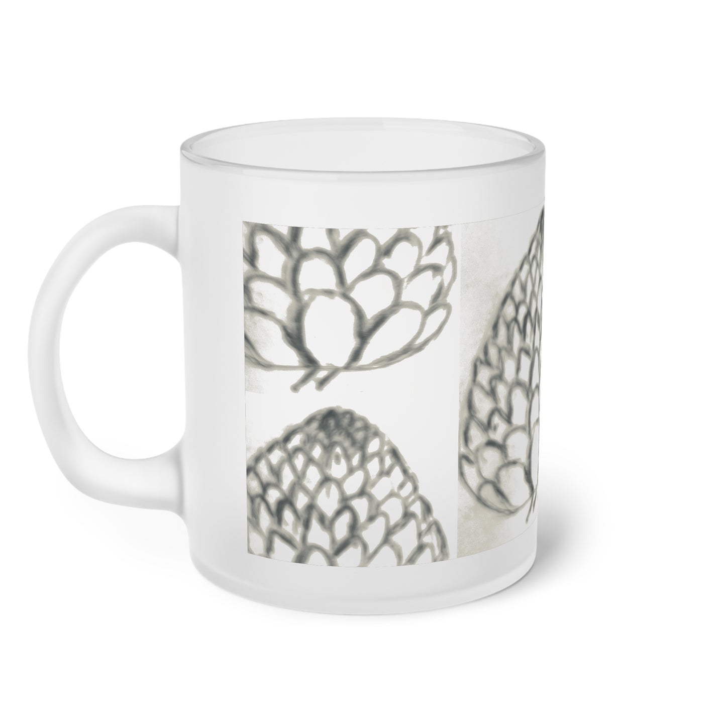 Frosted Glass Mug with Pine Cone Design - Perfect for Cozy Moments