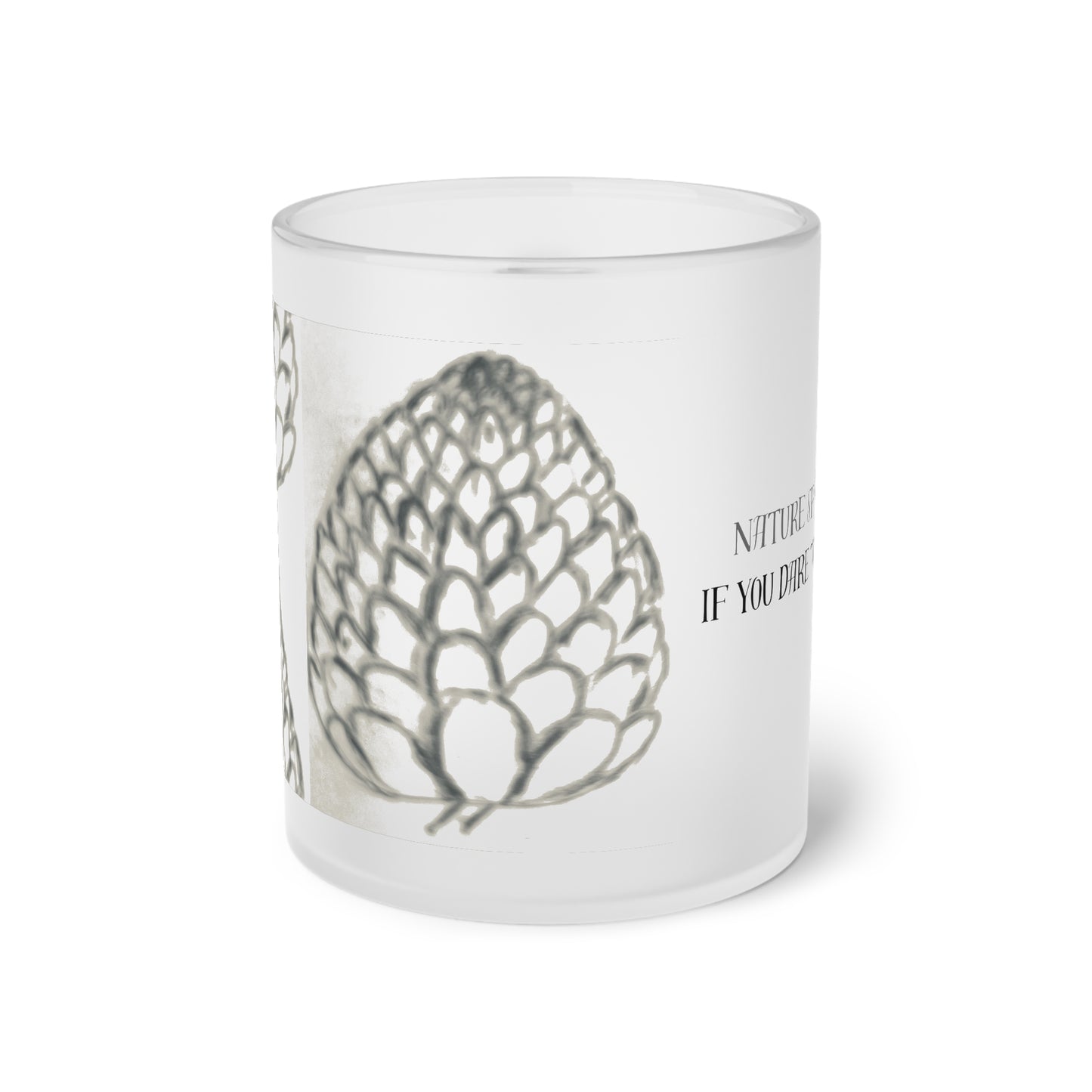 Frosted Glass Mug with Pine Cone Design - Perfect for Cozy Moments