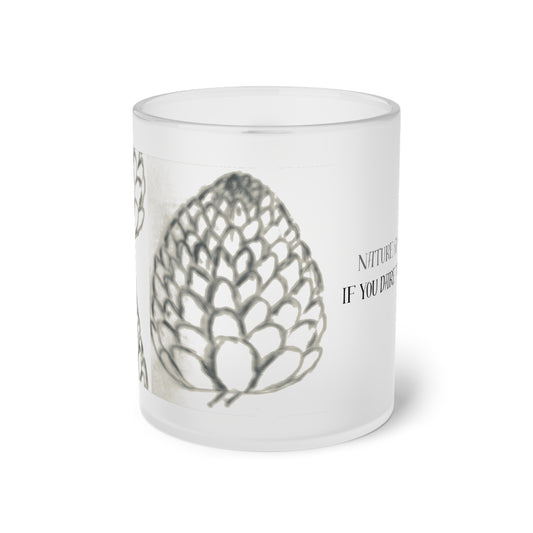 Frosted Glass Mug with Pine Cone Design - Perfect for Cozy Moments