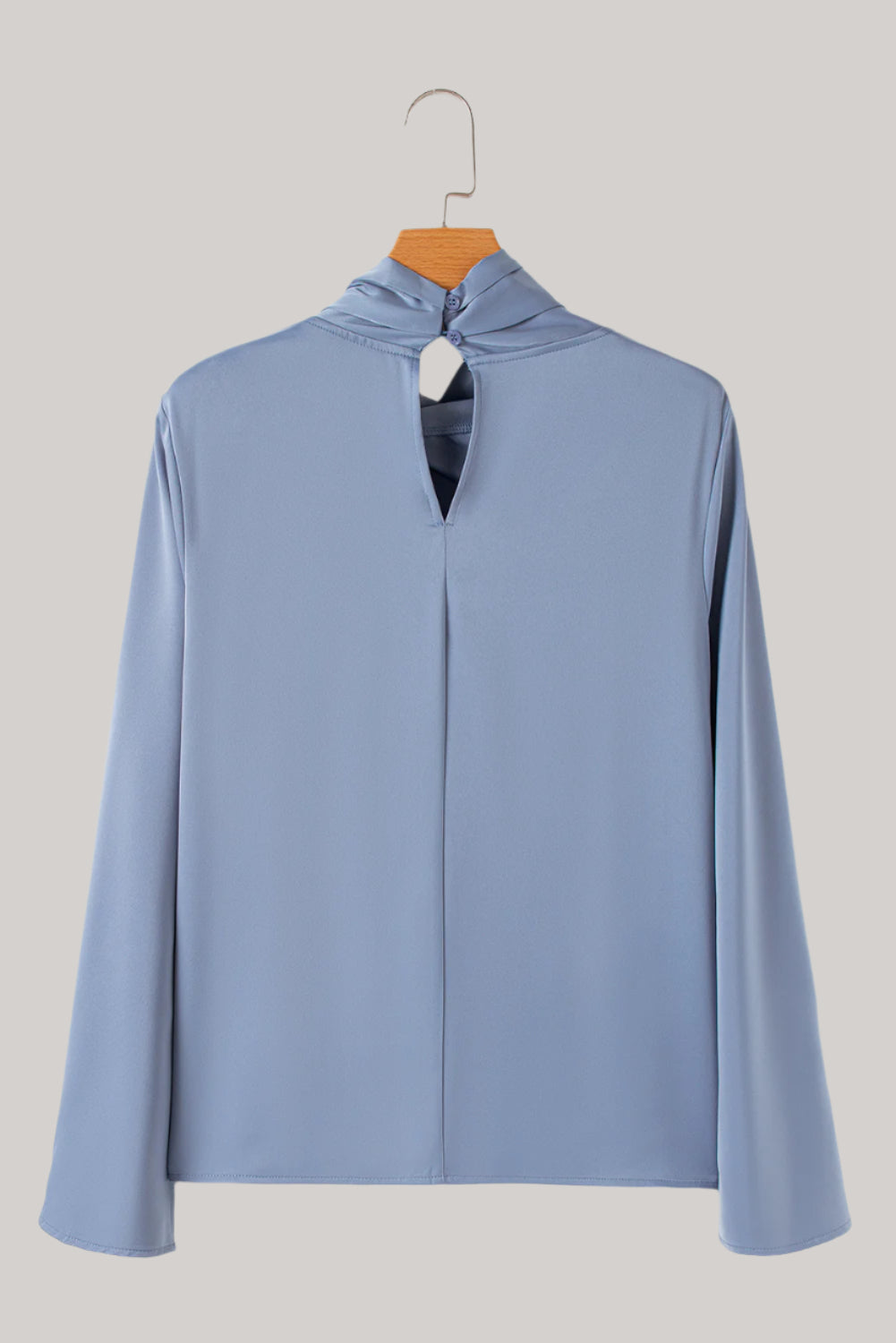  Asymmetric Turtleneck Long Sleeve Blouse back side no models  human 