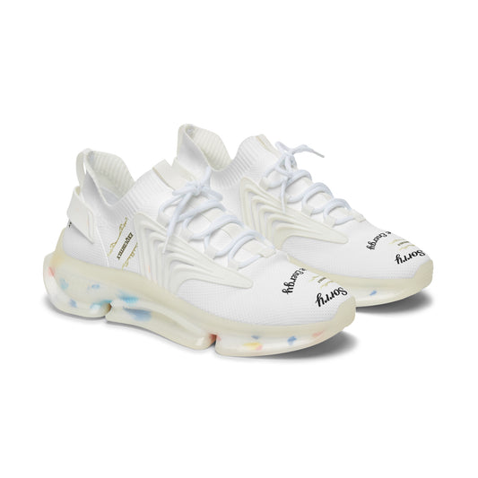 White sneakers with colorful sole on a white background
